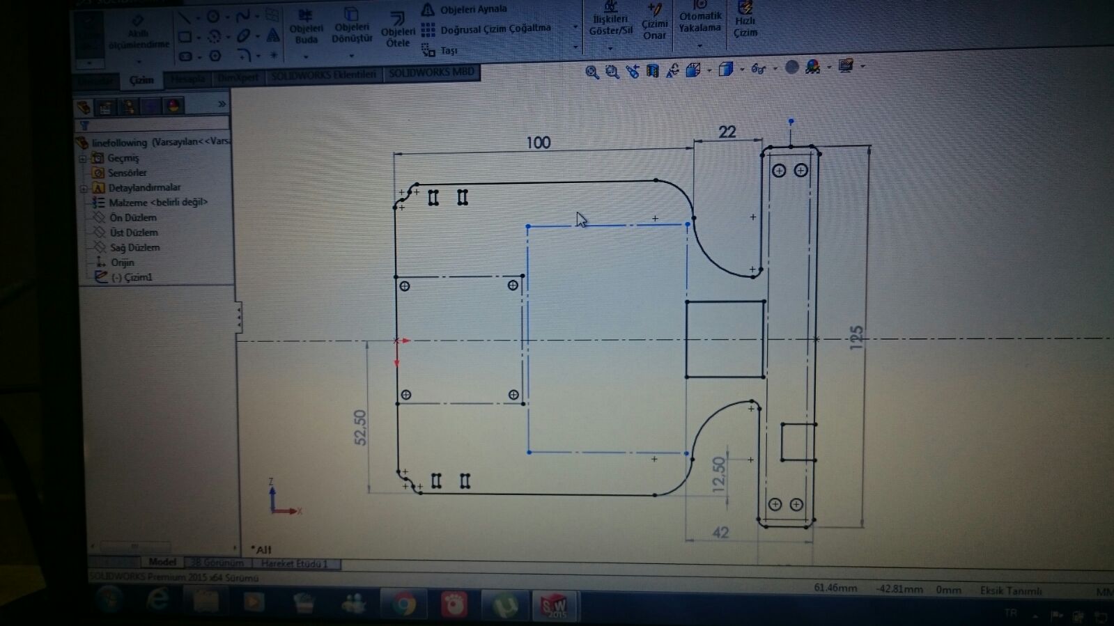 Figure: Chassis design with the component placement planning in Solidworks